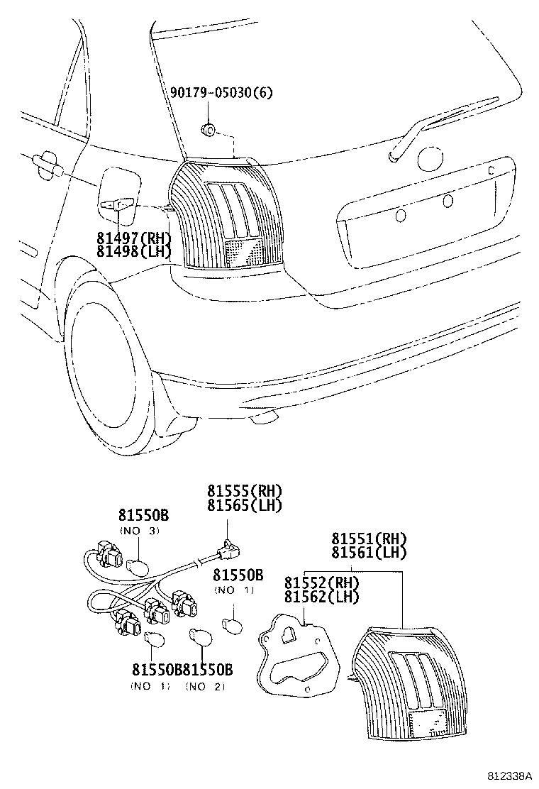 Схема задние стоп сигналы на TOYOTA COROLLA RUNX/ALLEX NZE124-BHPNK