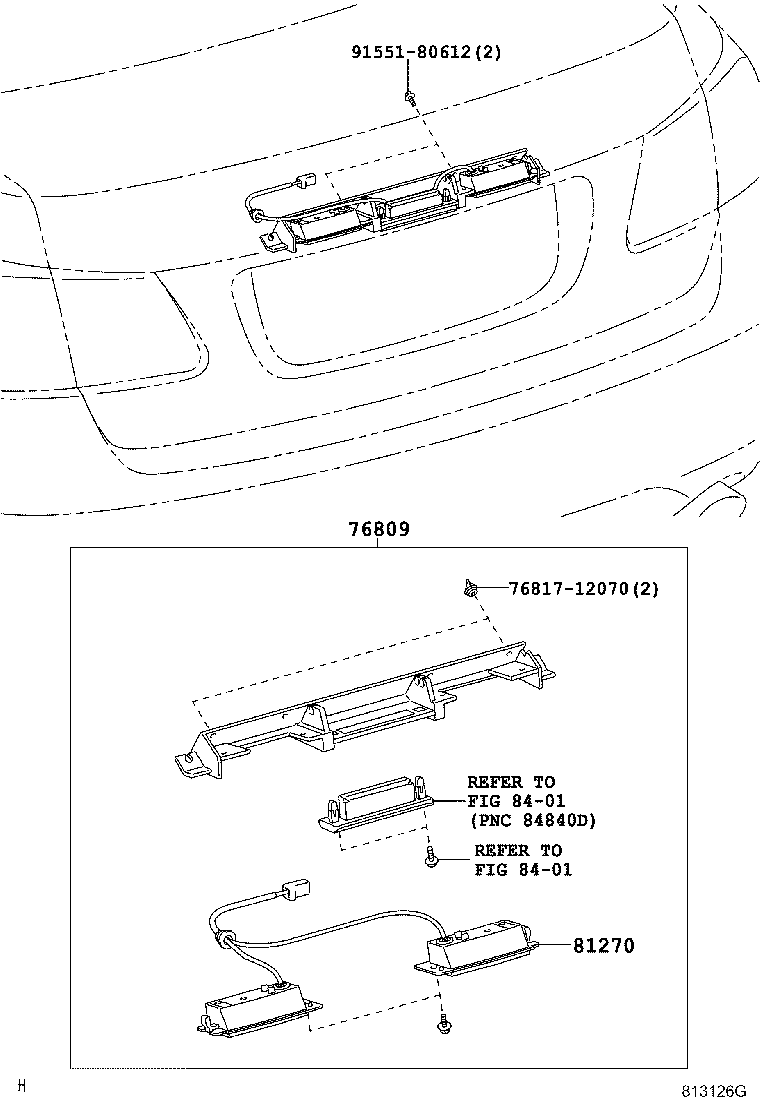 Схема подсветка заднего номера на TOYOTA LEXUS GS460/430/350 GRS1960019690