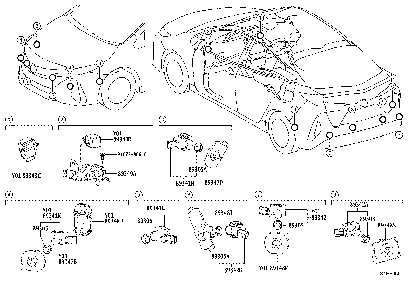 Схема сонары на TOYOTA PRIUS PHV ZVW52-AHXEB